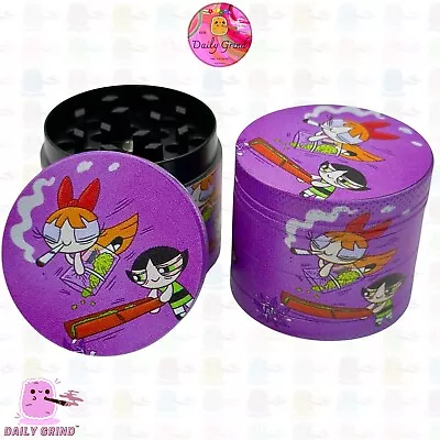40mm Premium Metal Herb Tobacco Grinder-Cute Girls Purple Cartoon Funny Gift • £5.49