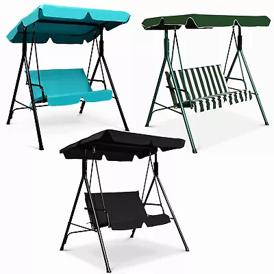 £69.99 • Buy Metal Swing Chair Garden Hammock 2 Seater Patio Bench Lounger Adjustable Canopy