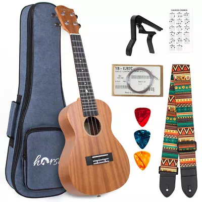 $74.99 • Buy Horse Concert Ukulele Mahogany 23 Inch For Beginner With Bag Strap Capo String