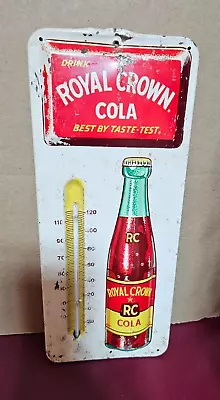 1940s Original Vintage Royal Crown Cola Sign Metal Thermometer Embossed 13.5  • $249.95