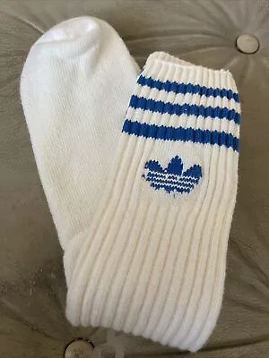 Vintage Adidas Adi-dri Orlon Tube Socks Blue Striped Trefoil Mens Size 10-13 USA • $77.01