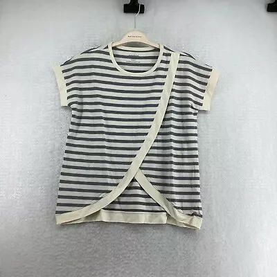 Motherhood Womens Short Sleeve Nursing Striped Gray White T Shirt Size Medium • $29.99