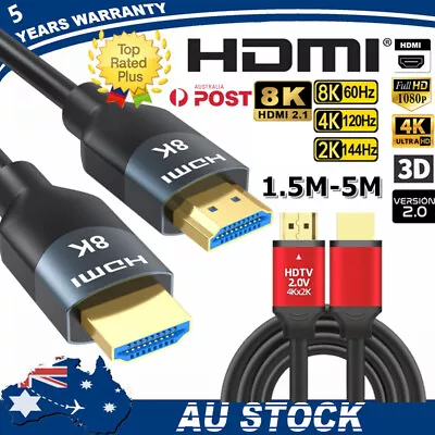 1.5-5M HDMI Cable/Cord/Lead V2.1 V2.0 3D High Speed With Ethernet HEC Ultra HD • $8.89
