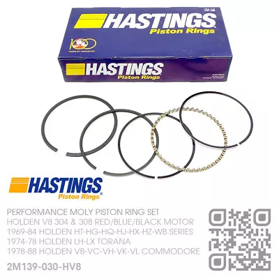 Hastings +0.030  Moly Piston Rings V8 308 5.0l Red Motor [holden Lh-lx Torana] • $152.50