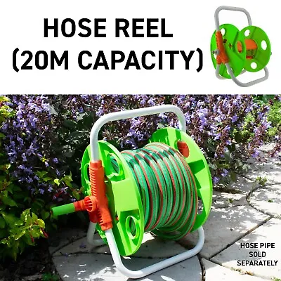 Small 20m Hose Reel Storage Cart Trolley Holder With Optional Garden Hose Pipe • £10.99