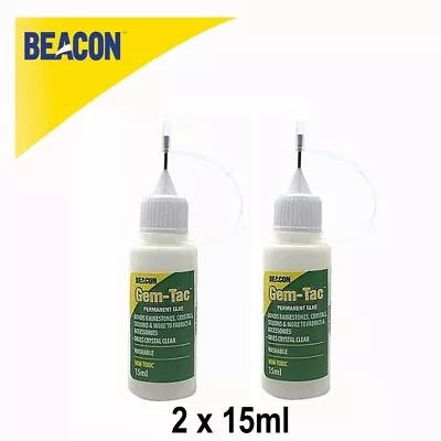 2x 15ml Beacon Gem-Tac Glue Needle Precision Tip Bottle UK • $18.37