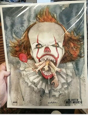 £14 • Buy Stephen Kings IT Pennywise COA Ban Box Brett Weldele Signed 11x14 Limited Editio