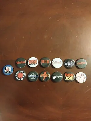 Lot Of 13 Vintage 70s 80s Band Tour Merch 1 Inch Button Pins • $30