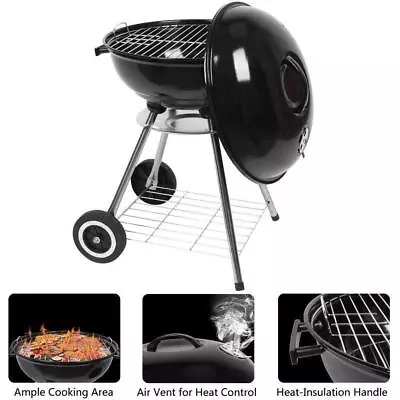 Outdoor BBQ Grill Charcoal Pit Patio Backyard Meat Cooker Smoker 18  Stove Black • $42.99