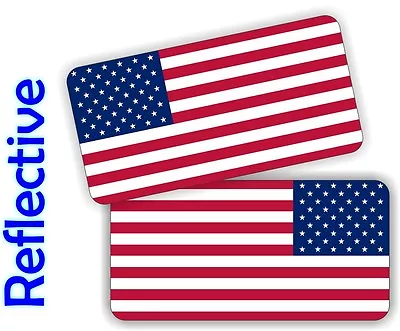 (2) REFLECTIVE American Flag Hard Hat Stickers <> Motorcycle Helmet Decals Flags • $3.58