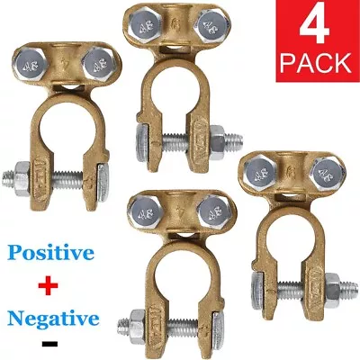 4x Brass Top Post Battery Terminals Connector Clamp Protector For Marine Car RV • $12.34