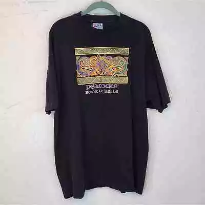 Vintage Hanes Beefy T Peacocks Book Of Kells Graphic T-Shirt Size XL Made In USA • $50