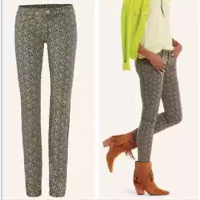 Cabi 5083 Ditzy Skinny Jeans Green Floral Print Pants Women's Size 4 Stretch • $24.99