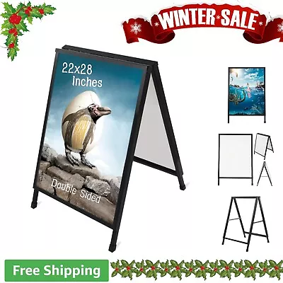 Heavy Duty Steel Metal A-Frame Sidewalk Sign - Double-Sided - 22x28 Inch - Black • $106.99