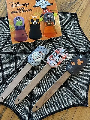 Disney Halloween Kitchen Utensil Decor Mini Spatulas Clip Magnets Mickey Pumpkin • $16