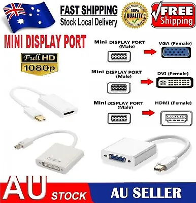 $11.50 • Buy Mini Display Port To VGA HDMI DVI-D Female Converter Adapter White Cable HDTV Au