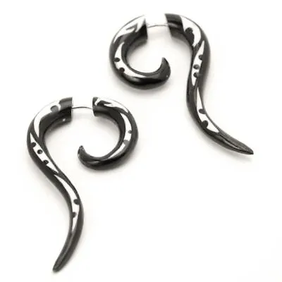 £22.03 • Buy Fake Ear Stretcher Earrings Horn Bone Tattoo Spiral Long Spike - 81stgeneration