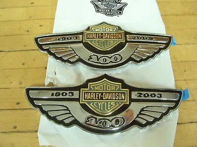 NOS OEM Harley Davidson Motorcycle 100th Anniversary Fuel Gas Tank Emblems • $199.99
