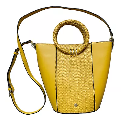 LANDRY Yellow Vegan Leather Top Handle Satchel Crossbody W/Removable Strap • $19.95