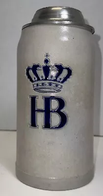 HB Crown 1L Lidded Beer Stein: Hofbrauhaus Munchen German Salt Glaze Stoneware • $38