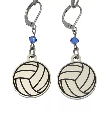 Volleyball Earrings With Birthstone Or Team Color Volleyball Jewelry Gift • $24