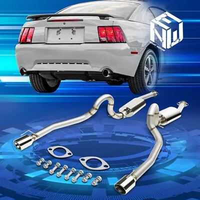For 96-04 Ford Mustang 4.6L V8 4  Muffler Rolled Tip SS Catback Exhaust System • $237.95