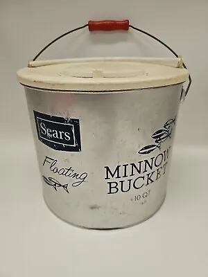 Vintage Sears Floating Minnow Bucket 10 Quart Bait Pail #7625 Fishing Gear 🎣 🐟 • $47.99