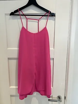 £10 • Buy Topshop Neon Pink Strappy Mini Slip Cami Sun Dress - Size 8