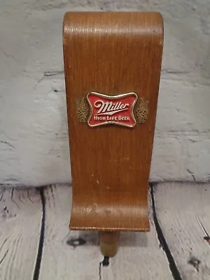 Vintage Miller High Life Beer Tap Handle Wood Curved Double Sided • $11.97