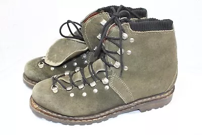 Vintage Women's Mont Blanc Suede Leather Hiking Boots GREEN! Padded Tongue SZ 40 • $69.95