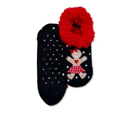 Fuzzy Babba Holiday Gingerbread Men Slipper Socks Women's Shoe Size 4-10/New • $10.50