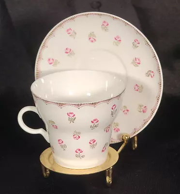 Vintage Russian Lomonosov ROSES Teacup & Saucer - Made In USSR - Stand Included • $37.99