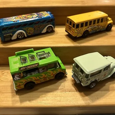 Lot Of 4 Diecast Cars Surfin School Bus Matchbox Hot Chicken Hot Wheels • $12.99