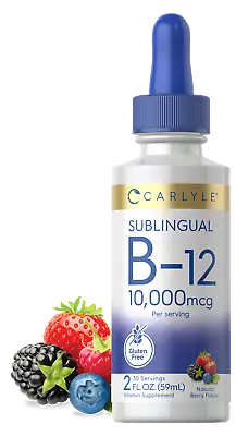 Vitamin B12 Sublingual | 10000 Mcg | 2 Fl Oz Liquid | Vegetarian | By Carlyle • $10.09