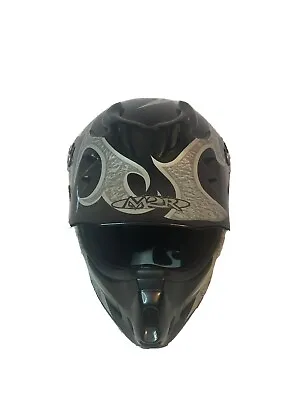 M2R Dirtbike Helmet Black With Visor Model SX90 Motorcycle Helmet Size Small • $46.95