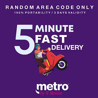 Metro By T-Mobile Prepaid Port Numbers Random Area Code Only - 5 Days Validity • $8.99