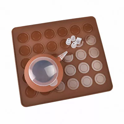 Silicone Macaron Set - Macaron Sheet Mat + Piping Pastry Pot + 5PC Icing Nozzles • $13.23