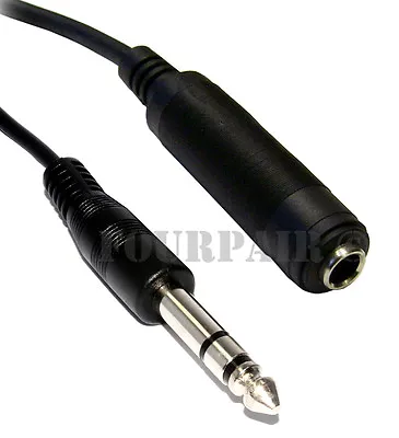 6ft 1/4  6.35mm Stereo Male To Female Extension Audio Amp Guitar TRS Cable Cord • $4.99