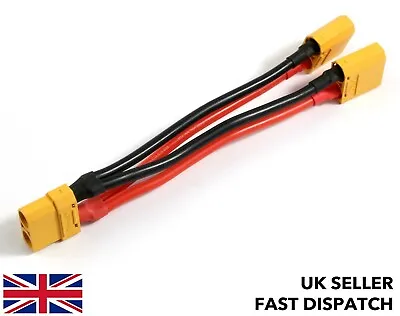 XT90 Female To 2 X Male Parallel Connector Cable 120mm 12 AWG Silicone Wire • £6.50