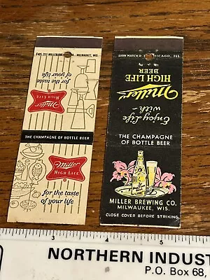 2 Vintage Milwaukee WI Miller High Life BEER Advertising Matchbook S • $6.50