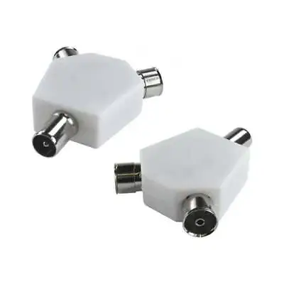 2 Way AERIAL ADAPTER Tv Coax Coaxil Splitter / Y Adaptor Ariel Dual Converter • £3.89