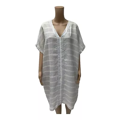 $40 • Buy Pure Linen Blue & White Striped Kaftan By John Lewis London Size M