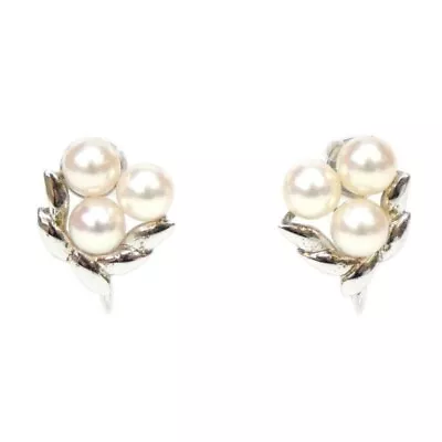 MIKIMOTO Pearl Earrings Pearl Silver Used Ladies Jewelry Simple • $196.01