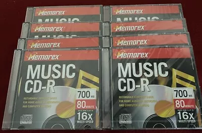 Memorex Music CD-R Recordable Compact Discs 40X 700MB 80 Minutes Lot Of 8 • $10.99