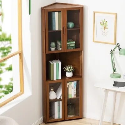 Bamboo Utility Shelf Unit Corner Cabinet Bookcase Pantry Cupboard Sideboard 4-5T • $159.95