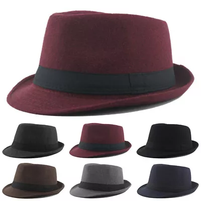 Women Men Autumn Winter Felt Hat Fedoras Top Jazz Cap Round Caps Bowler Hats ❃ • $12.30