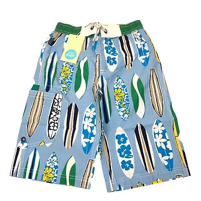 NEW Mini Boden Boys Surf Shorts Blue Board Shorts Swim Shorts Trunks Size 7-8 Y • $31.50