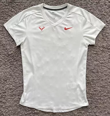 Nike Rafa Nadal Tennis Challenger Shirt Men's Small White Dri Fit CV2572-101 • $44.95