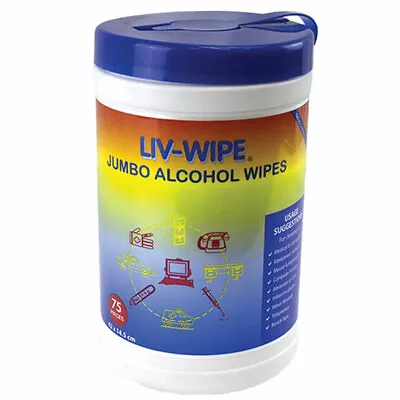 Liv-Wipe Jumbo Alcohol Wipes 75 Pieces (42 X 14.5cm) - 70% Isopropyl Alcohol • $9.96