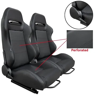$319.99 • Buy 2 X Tanaka Perforated Pvc Leather Racing Seats Reclinable + Sliders For Vw